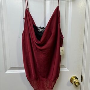 NWT Wine Red Cowl Neck Bodysuit